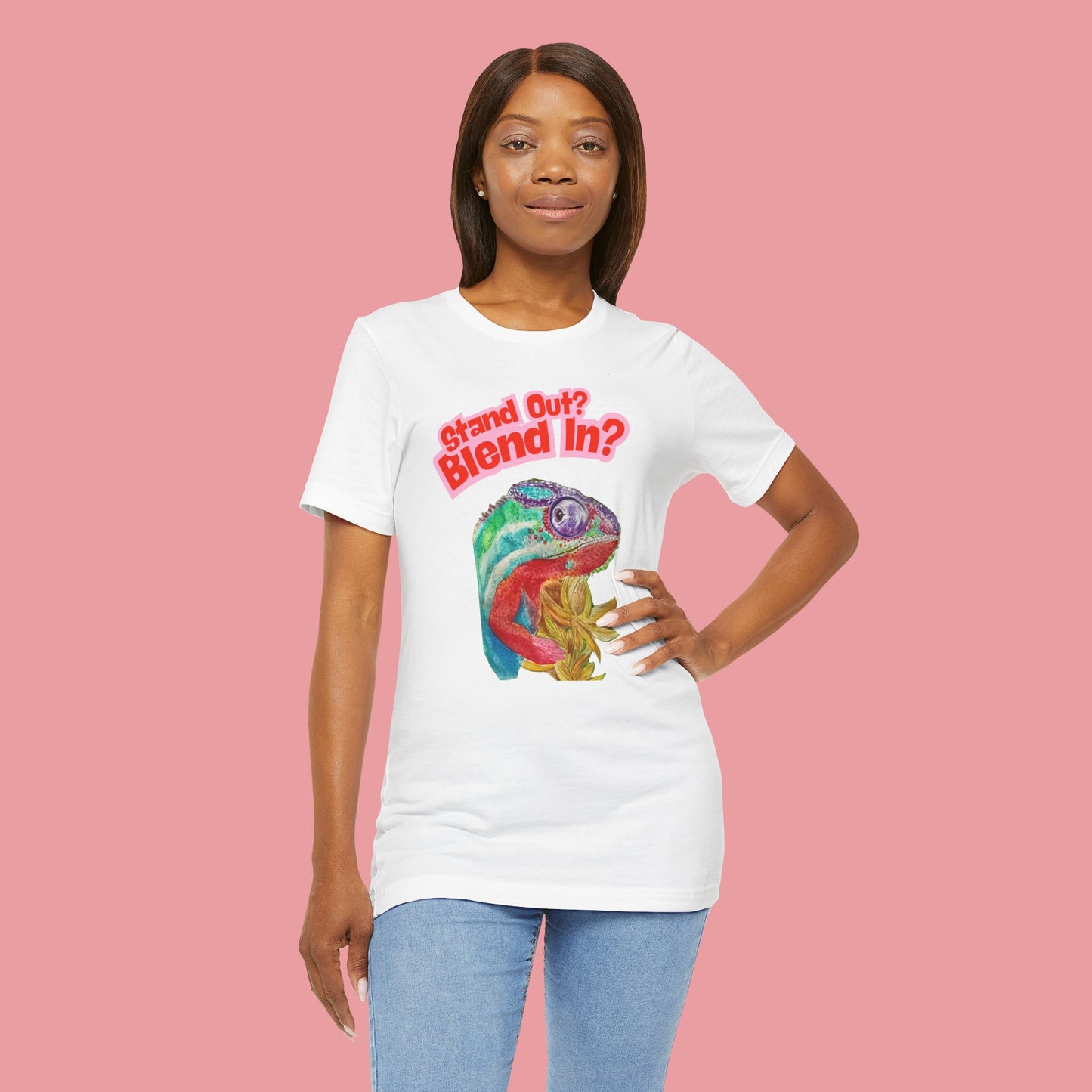Colourful Chameleon Graphic T-Shirt - Hand Painted Design